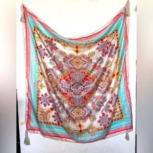 Johnny Was Silk Tassel Scarf